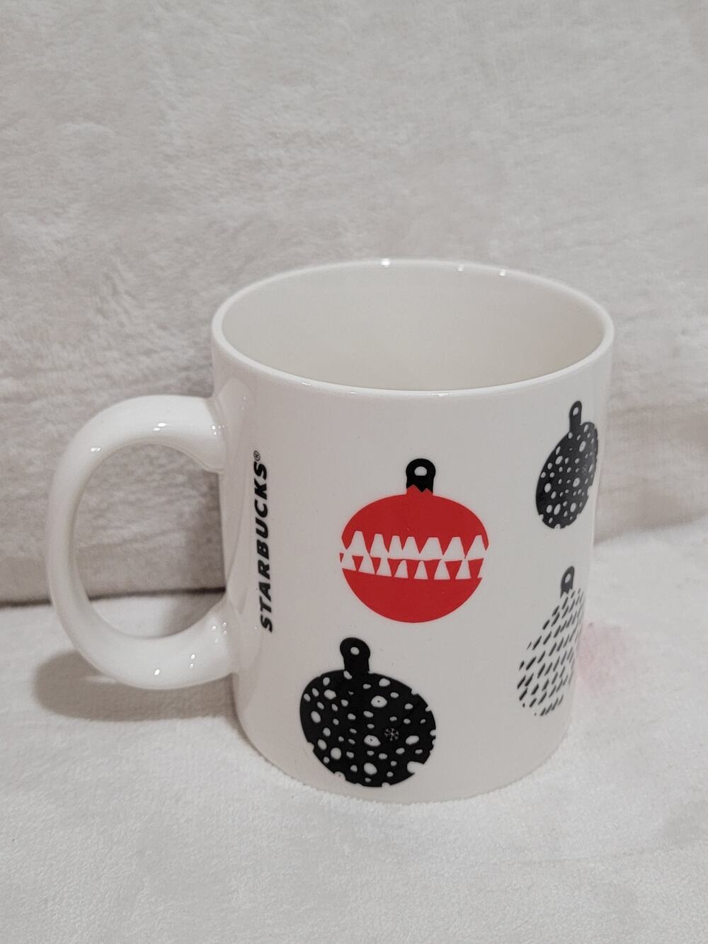 Starbucks Ornaments Mug Coffee Cup 2016 White Black Red 12oz Christmas / Holiday